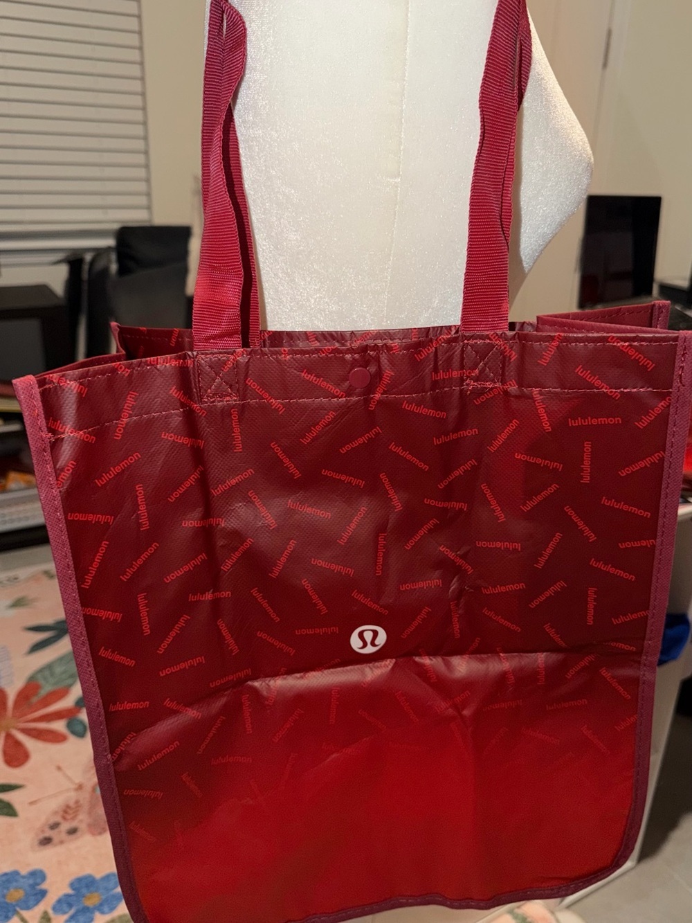 Lululemon Large Reusable Red Logo Tote Bag